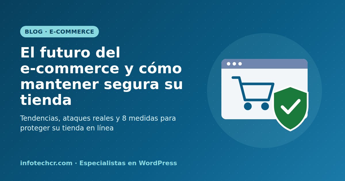 Ilustración de un carrito de compras con escudo de seguridad: el futuro del e-commerce y cómo proteger su tienda en línea