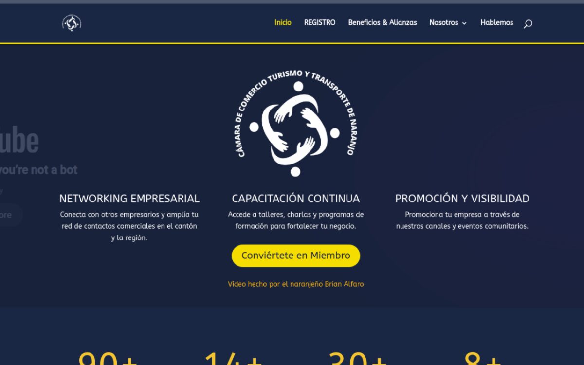 Sitio web de la Cámara de Comercio de Naranjo hecho por Infotech