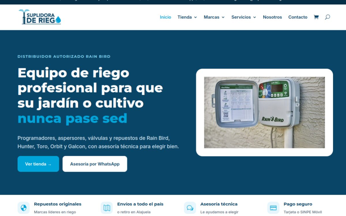 Sitio web de Suplidora de Riego (suplidoraderiego.com) hecho por Infotech